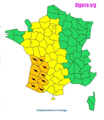 9 départements du sud-ouest en vigilence orange