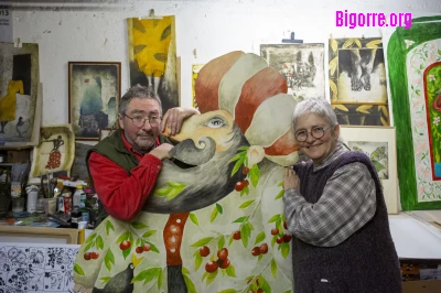 Albert et Kiki Leman, dans leur atelier à Bulan