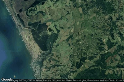 Vue aérienne de Muriwai Beach