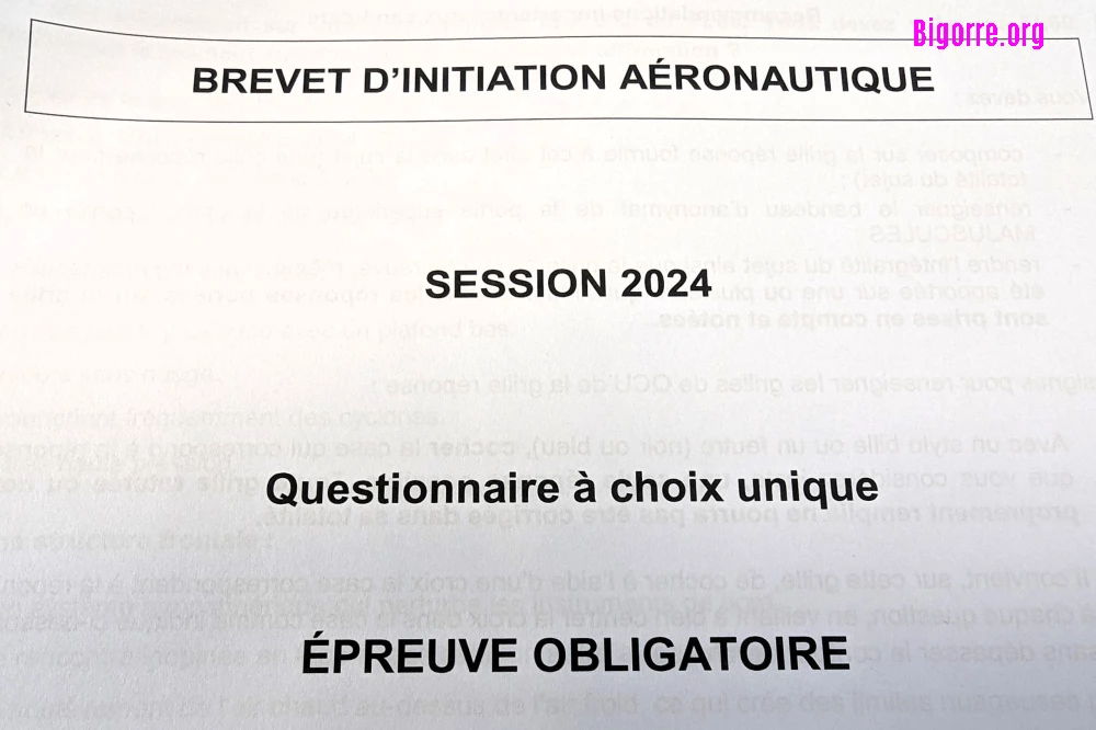 le sujet et la correction personelle du BIA 2024